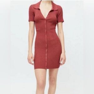 Urban Outfitters Dale Ribbed Bodycon Polo‎ Dress